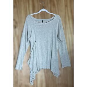 Elan Sz M Asymmetrical Tunic Top Neutral Minimalist Slouchy Boho Cozy Loungewear